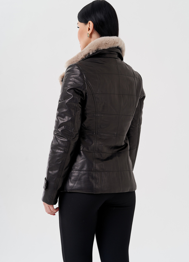 Женская куртка из натуральной кожи с английским воротником  модель № 24085 универмаг малина