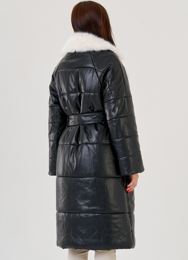 фото Женский эко пуховик с поясом Malina Siberian модель № 23364