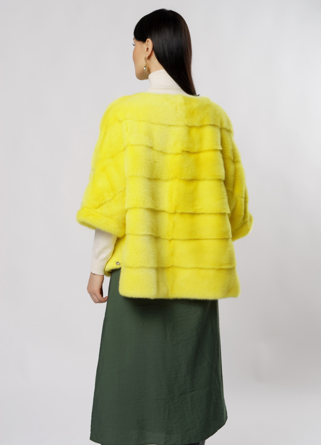 Куртка из норки желтого цвета на молнии модель № S-880 в кредит