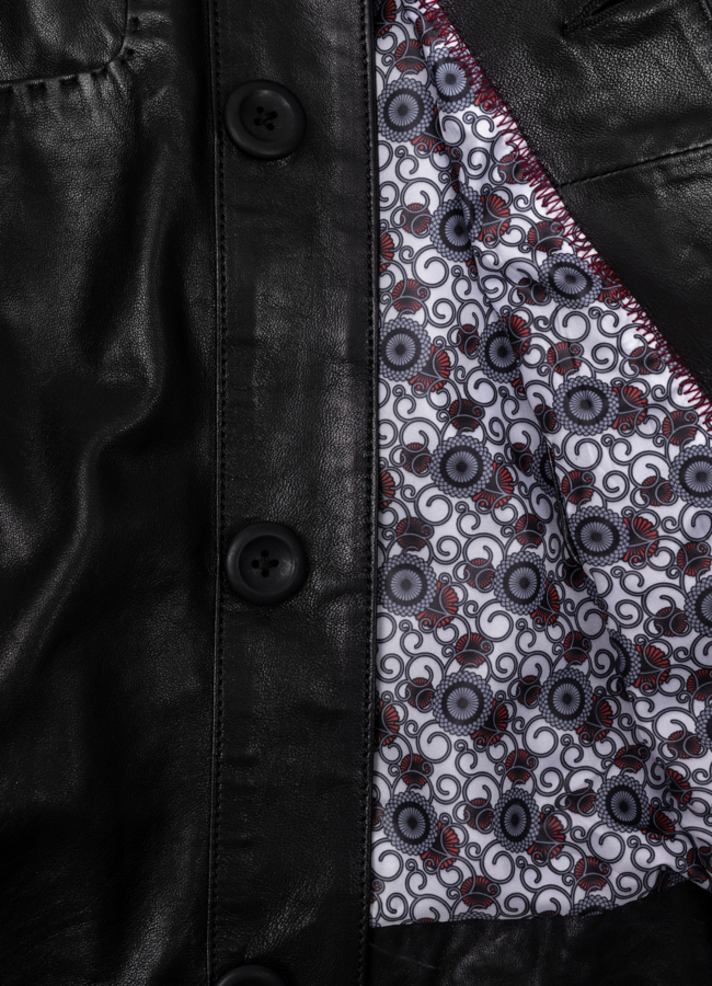 Куртка кожаная черного цвета модель № С-110 в кредит