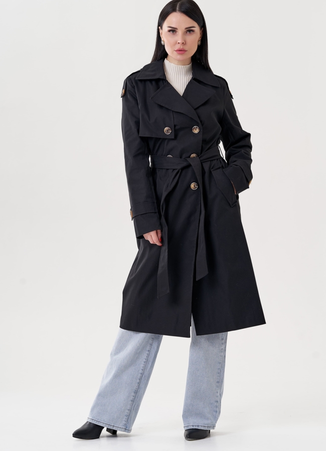 Плащ женский с английским воротником   модель № 24471 меха малина