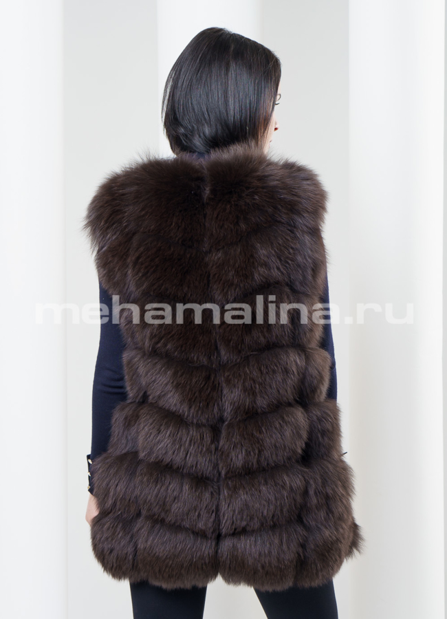 Жилет из песца, цвет шоколад модель № M-78 в кредит