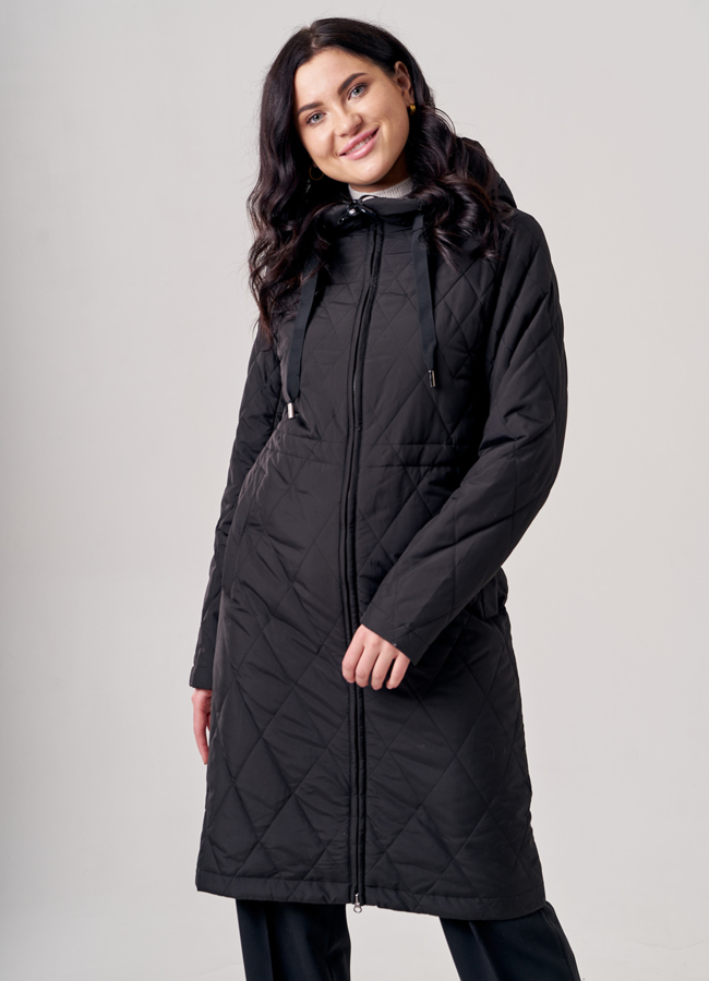 Полупальто женское черного цвета модель № 20602 в кредит