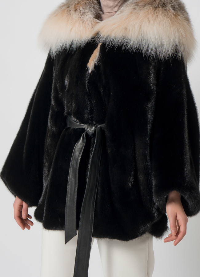 Шуба из скандинавской норки с рысью модель № 1405 универмаг малина