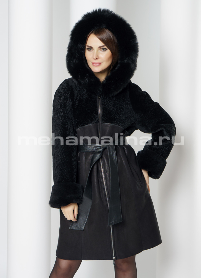 Дубленка OKSA модель № 7461 меха малина