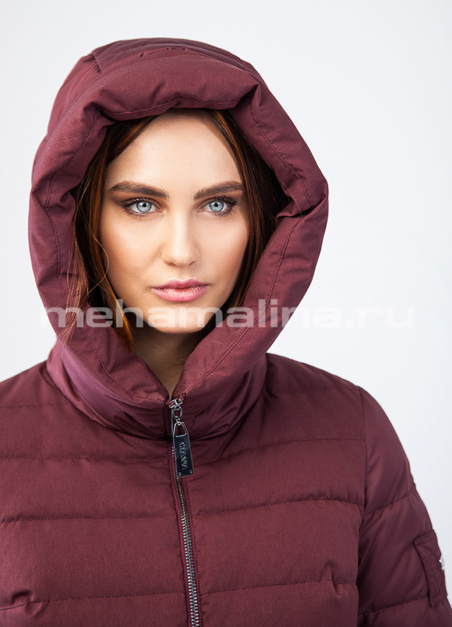 Зимний пуховик в цвете марсала модель № П-191 универмаг малина