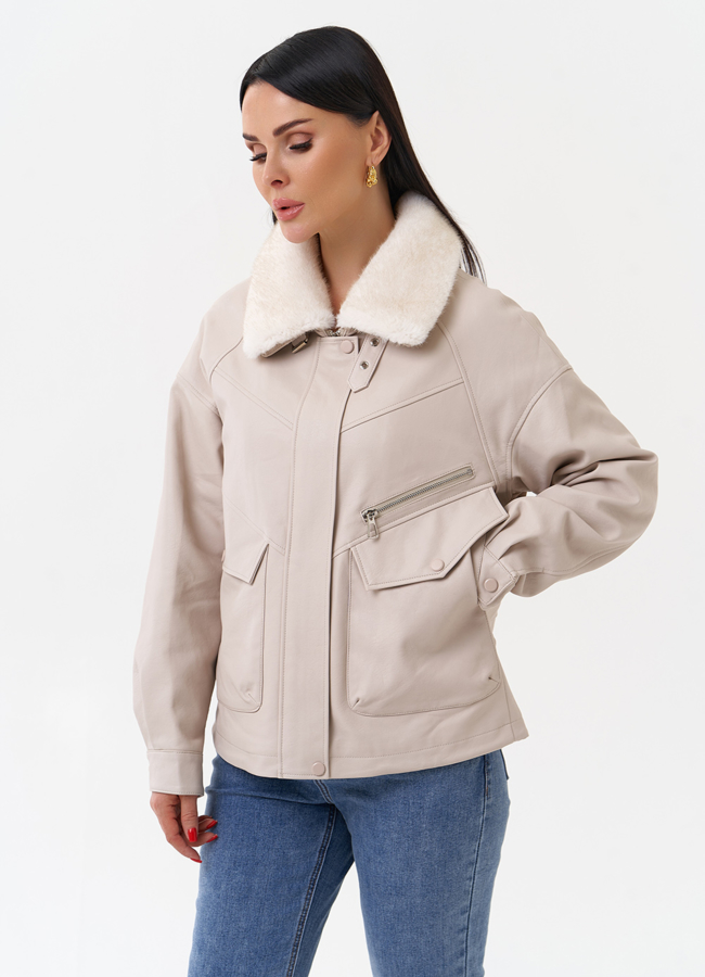 Демисезонная куртка из эко материалов модель № 2180 универмаг малина