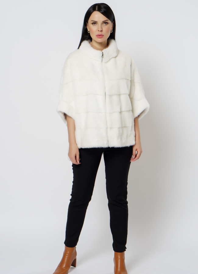 фото Белая короткая шуба модель № 1210