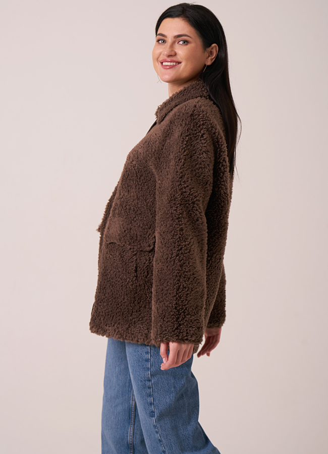 Укороченная куртка из эко меха на кнопках модель № 12009 универмаг малина