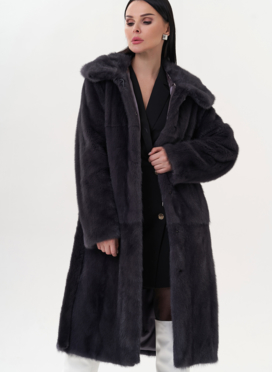 Шуба из норки с капюшоном