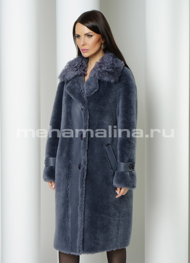 Шуба на пуговицах с английским воротником  модель № 61156 универмаг малина