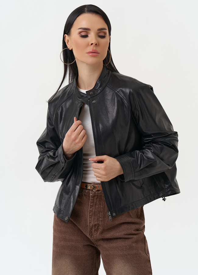 Кожаная куртка женская модель № 29910 универмаг малина