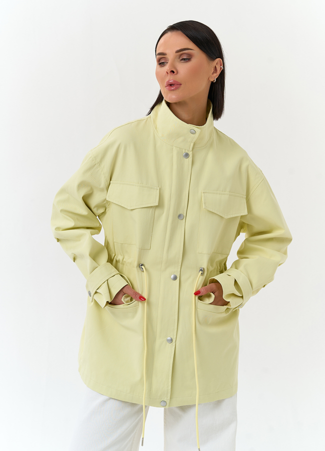 Женская ветровка с воротником стойкой модель № 33090 меха малина