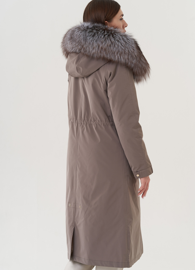 Женская парка с меховой отделкой  модель № 25782 универмаг малина