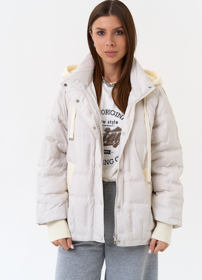 Женская куртка с трикотажным капюшоном модель № 31387 универмаг малина