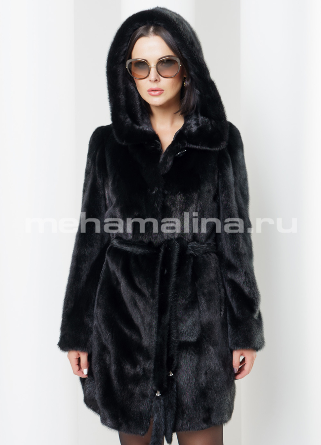 фото Шуба из норки с капюшоном модель № S-438
