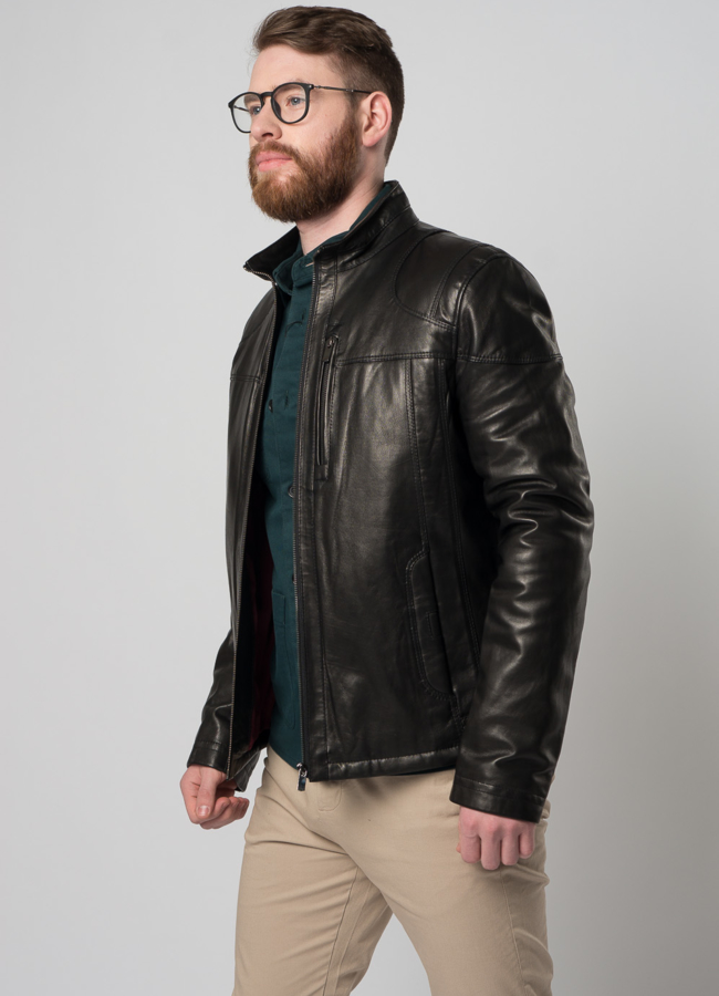 Кожаная куртка на молнии модель № 865 универмаг малина