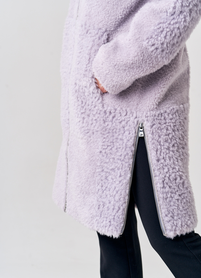 Прямое пальто из шерсти с капюшоном модель № 21560 в рассрочку