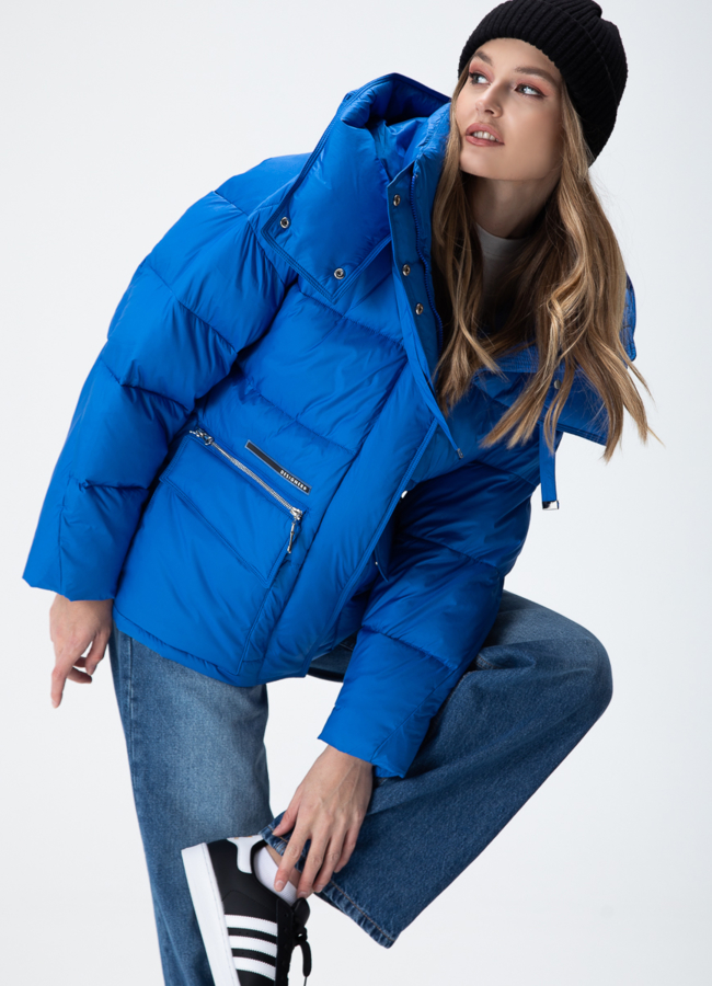 Женский пуховик с капюшоном  модель № 28414 универмаг малина