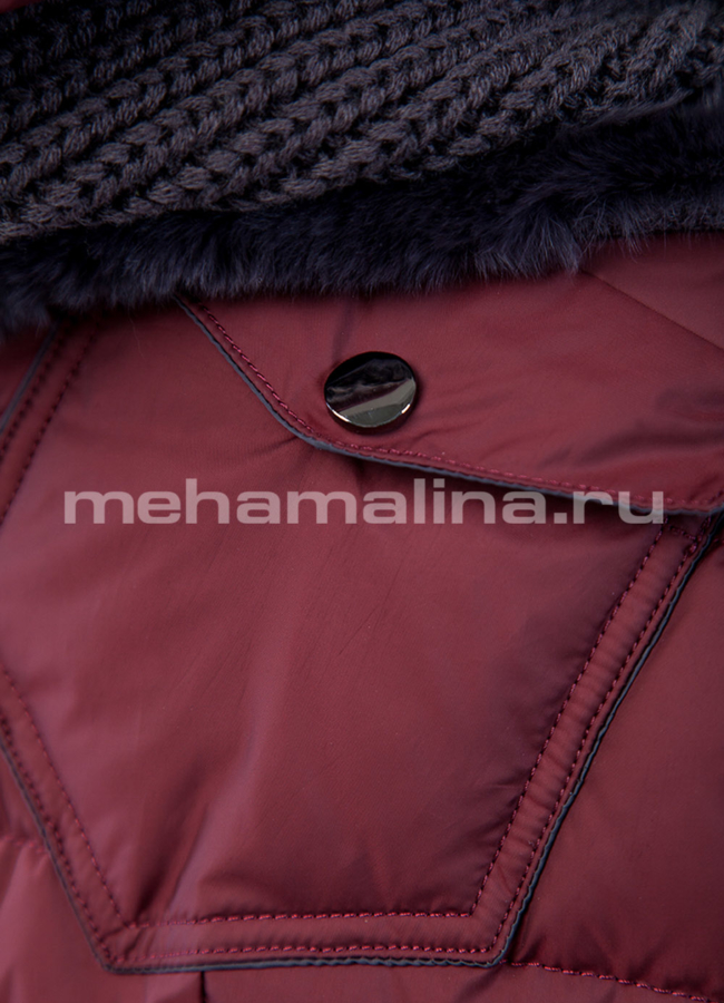 Пуховик в цвете марсала модель № П-168 в кредит