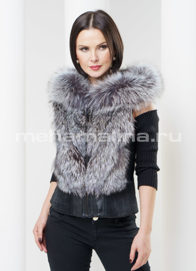 Жилетка из чернобурки модель № M-73 меха малина