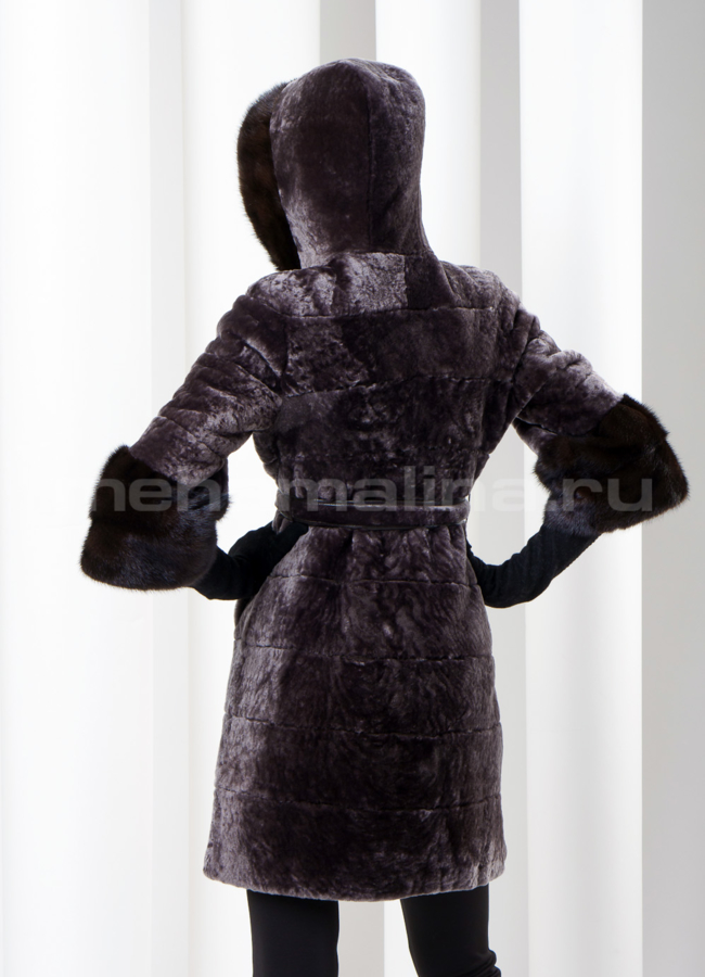 Шуба астраган с капюшоном модель № S-124 в рассрочку