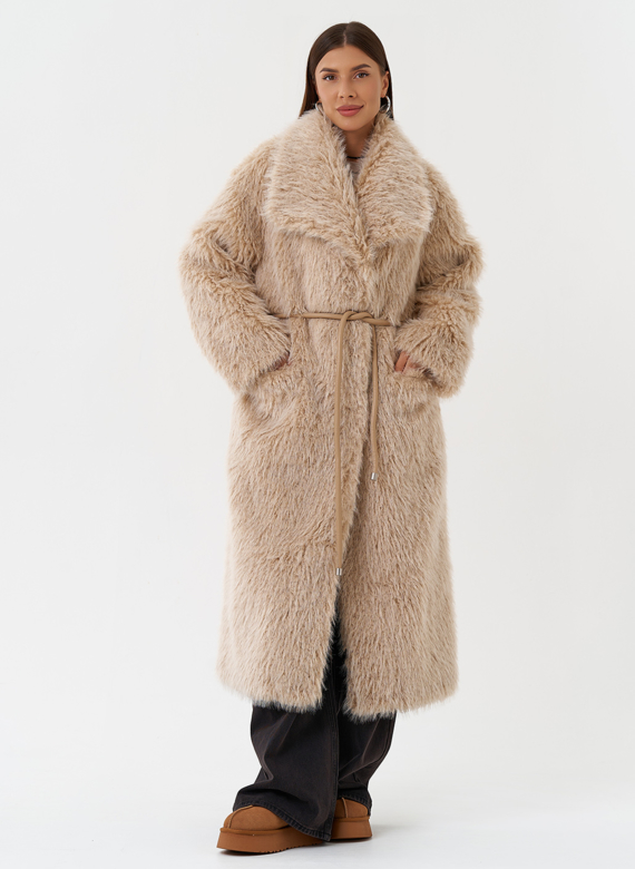 Длинная эко шуба под овчину