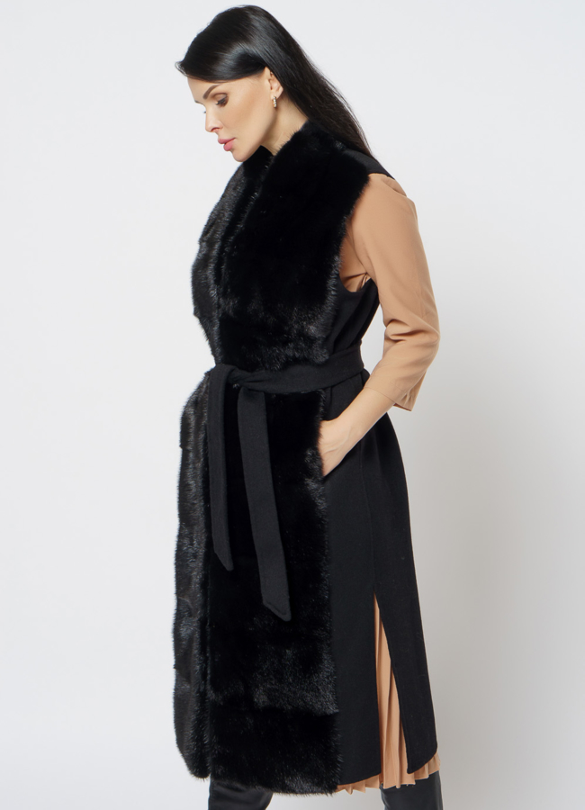 Пальто - жилет с мехом модель № 2300 универмаг малина