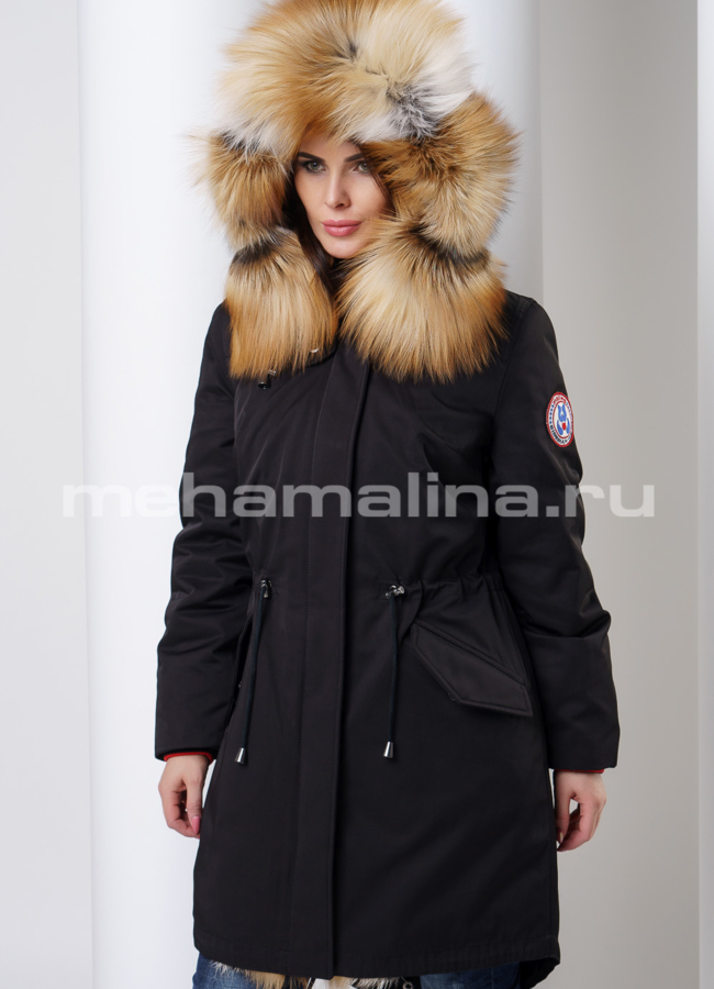 Парка с мехом лисы модель № П-160 универмаг малина