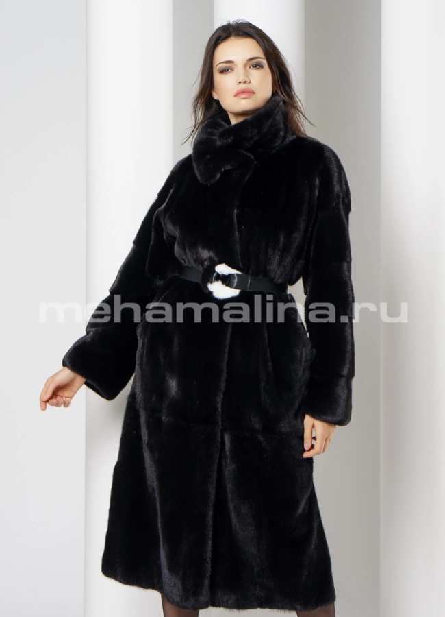 Норковая шуба  модель № S-647 меха малина