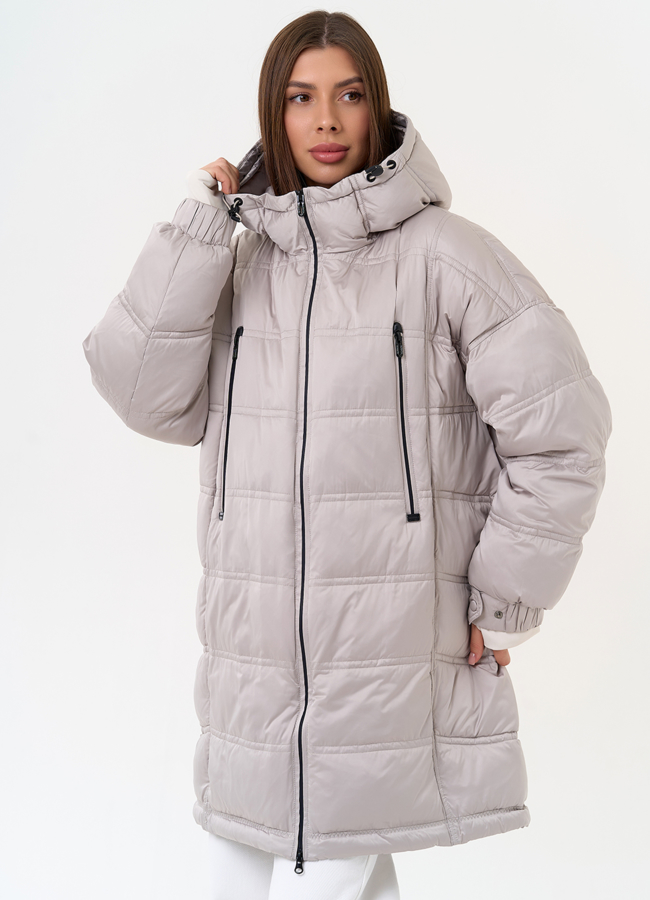 Женский светлый пуховик с капюшоном модель № 31585 универмаг малина Женский светлый пуховик с капюшоном модель № 31585 универмаг малина