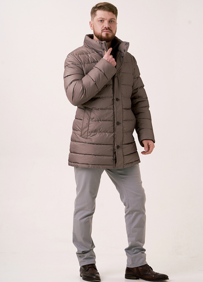 Мужской пуховик на пуговицах со стойкой модель № 3254 универмаг малина