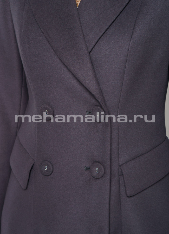 Пальто с английским воротником на пуговицах в цвете графит модель № 015 универмаг малина
