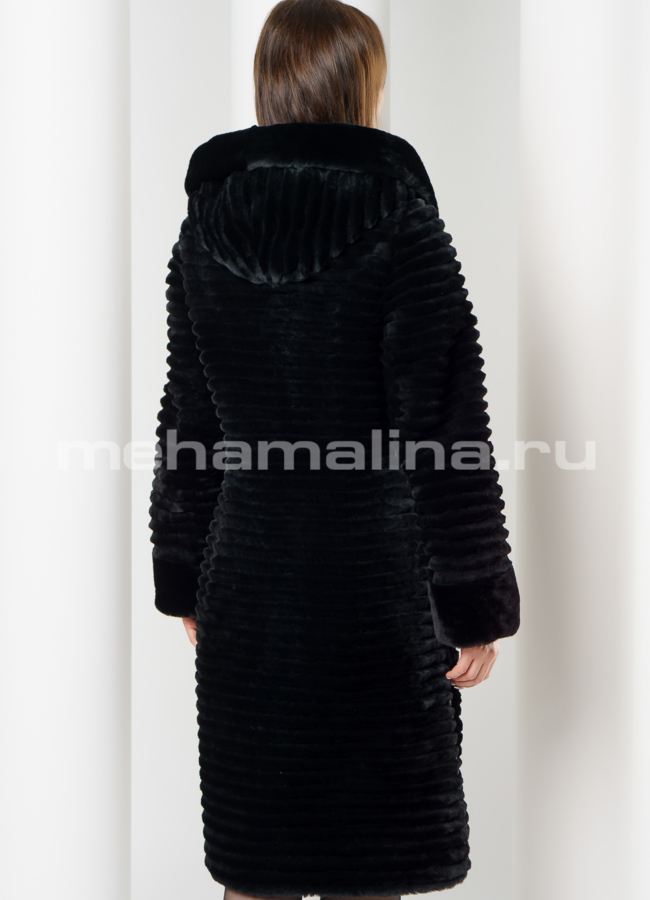 Черная шуба модель № S-605 в рассрочку