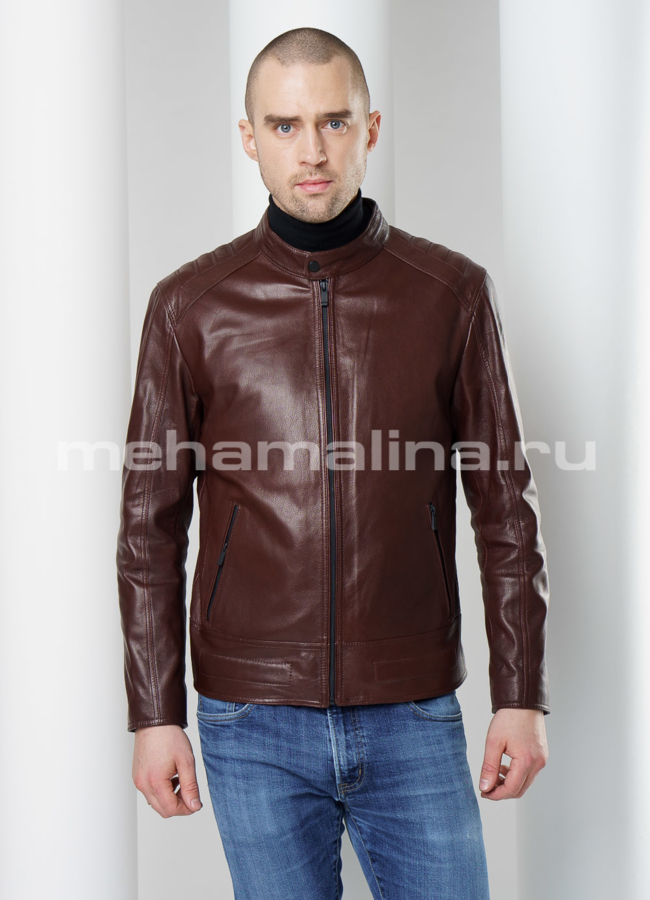 Кожаная куртка мужская модель № KP-223 универмаг малина