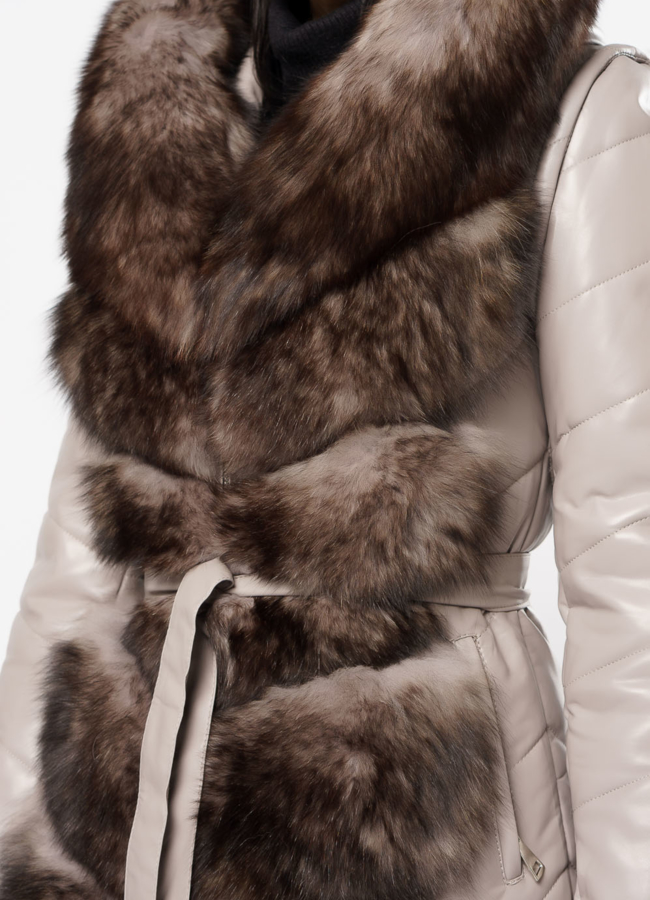 Пуховик-трансформер из эко кожи с капюшоном модель № 11750 универмаг малина