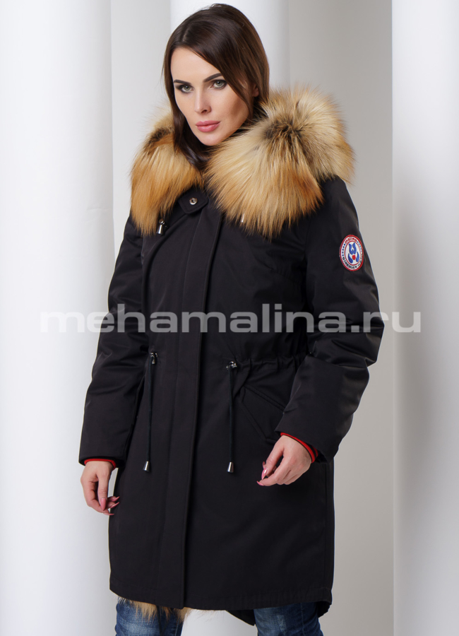 Парка с мехом лисы модель № П-160 универмаг малина