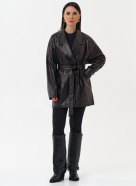 Жакет удлиненный из натуральной кожи