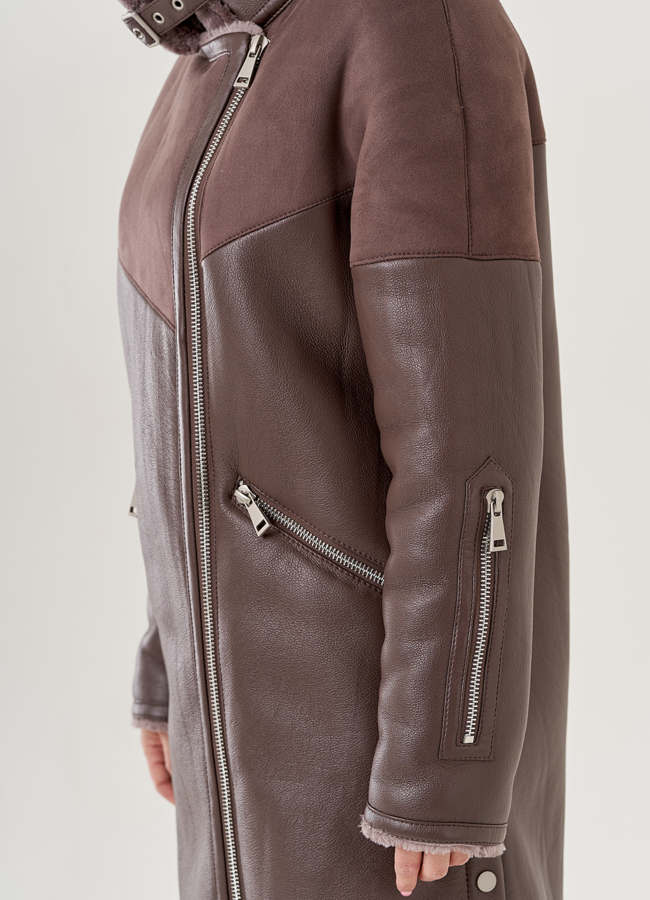 Женская дубленка из искусственной кожи  модель № 79496 универмаг малина