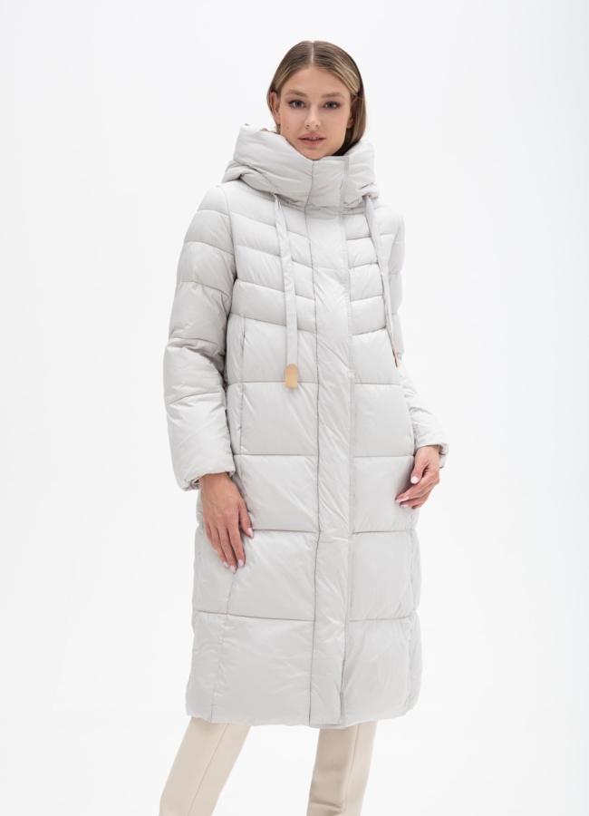 Женский пуховик с капюшоном  модель № 25806 меха малина