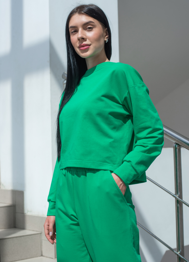 Джемпер женский зеленого цвета с длинным рукавом модель № 22918 универмаг малина