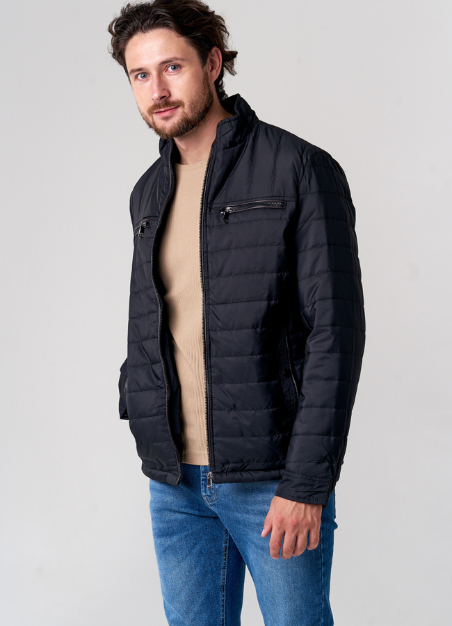 Утепленная мужская куртка с воротником стойкой модель № 937-4 меха малина