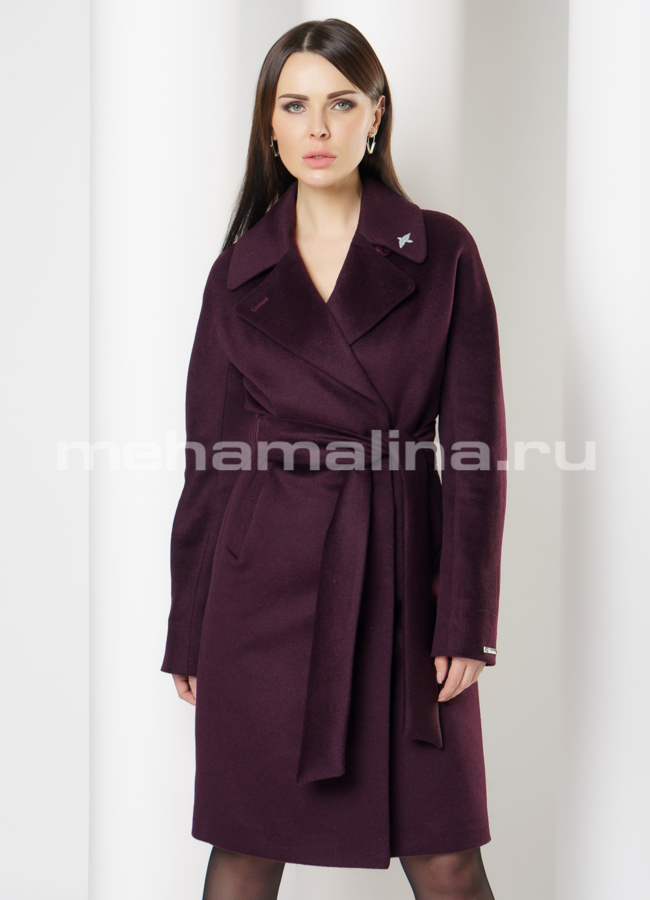 Элегантное пальто Sharm модель № 06 меха малина