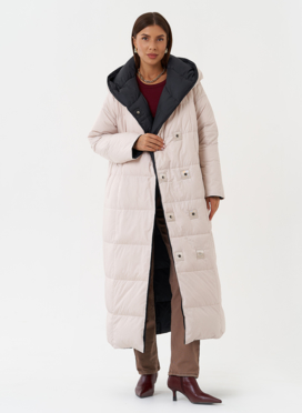 Женский двухсторонний пуховик с капюшоном