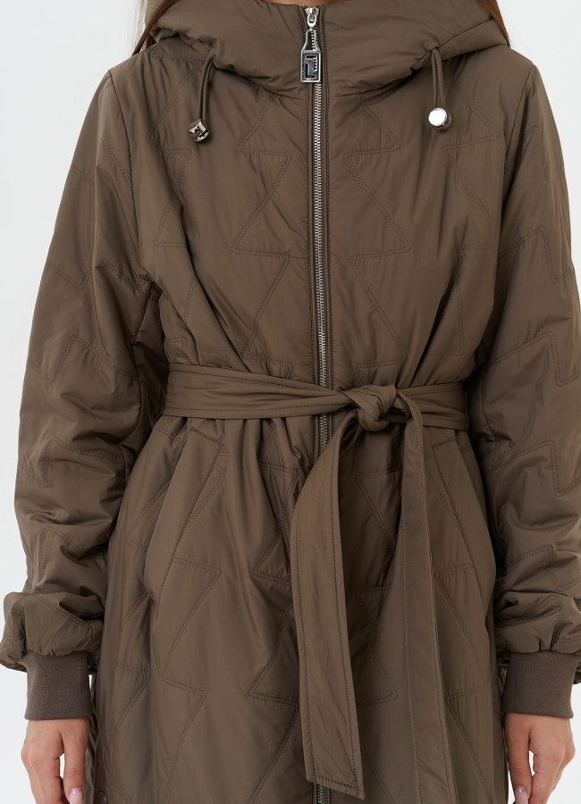 Утепленное пальто с капюшоном модель № 27878 в кредит