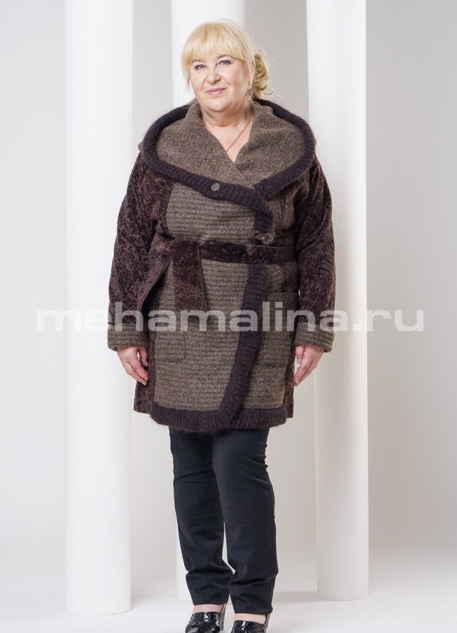 Меховое пальто, с итальянской валяной шерстью модель № BP-25 в рассрочку