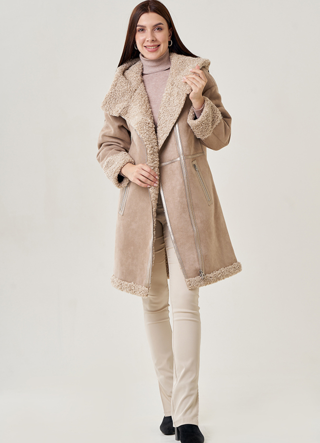 Женская дубленка из искусственного меха модель № 23067 универмаг малина