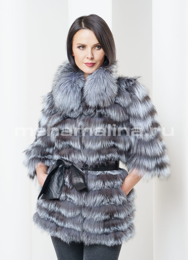 Жакет меховой чернобурка модель № M-54 меха малина