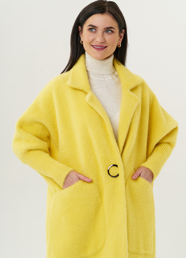 Женский кардиган оверсайз с английским воротником модель № 1863 меха малина