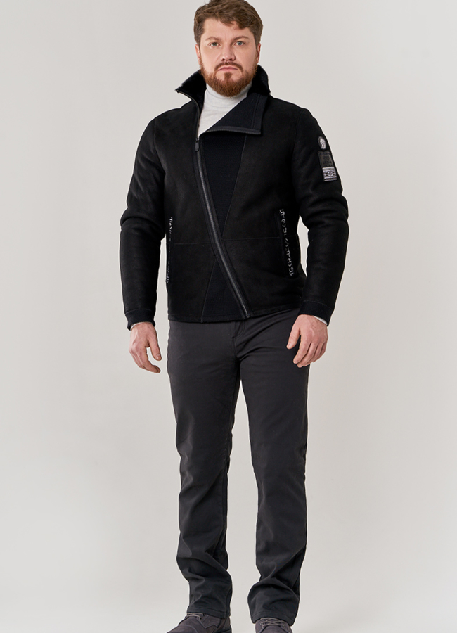 Дубленка мужская черного цвета модель № DM-501 в кредит